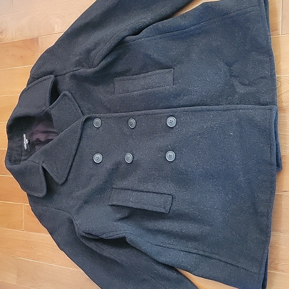 Vintage Polo Ralph Lauren Jeans wool‎ pea coat double breasted gray XL USA Made